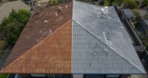 Rust treatment and priming on Wollongong Colorbond corrugated iron roof