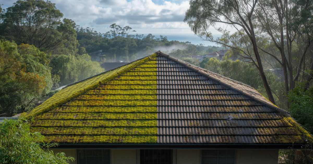 Why Wollongong Roofs Develop Moss So Quickly 1 Moss growth on tile roof near Illawarra Escarpment in Wollongong